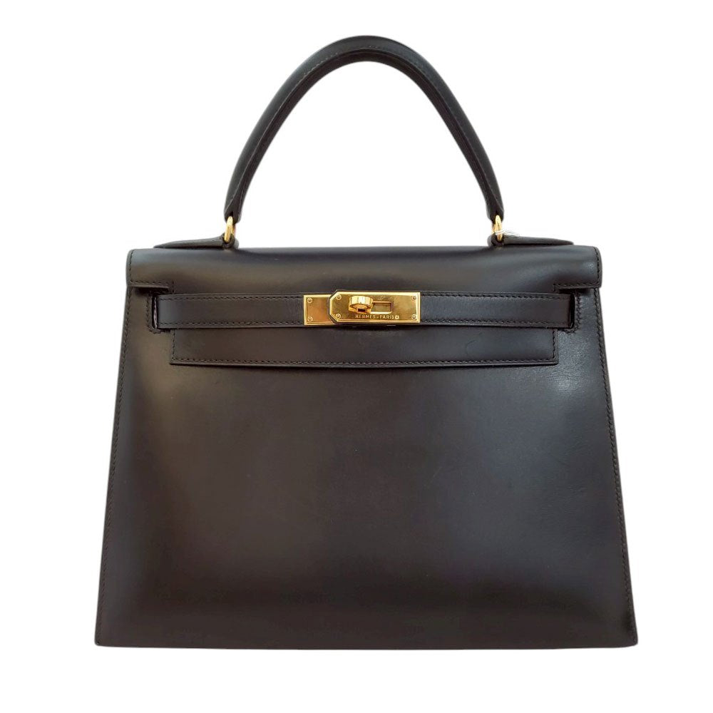 エルメス HERMES ケリー28 ノワール ボックスカーフ 外縫い 〇Z刻 G金具