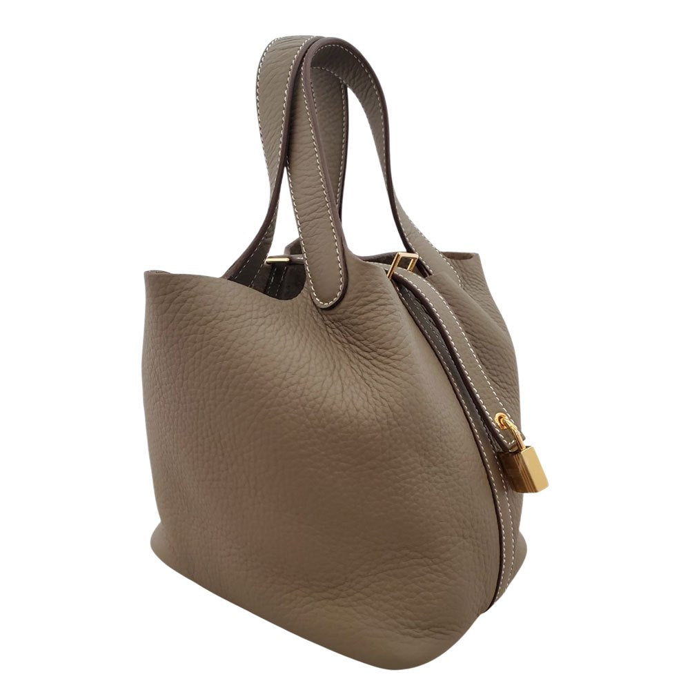 エルメス HERMES ピコタンロックPM トリヨン エトゥープ W刻印 G金具
