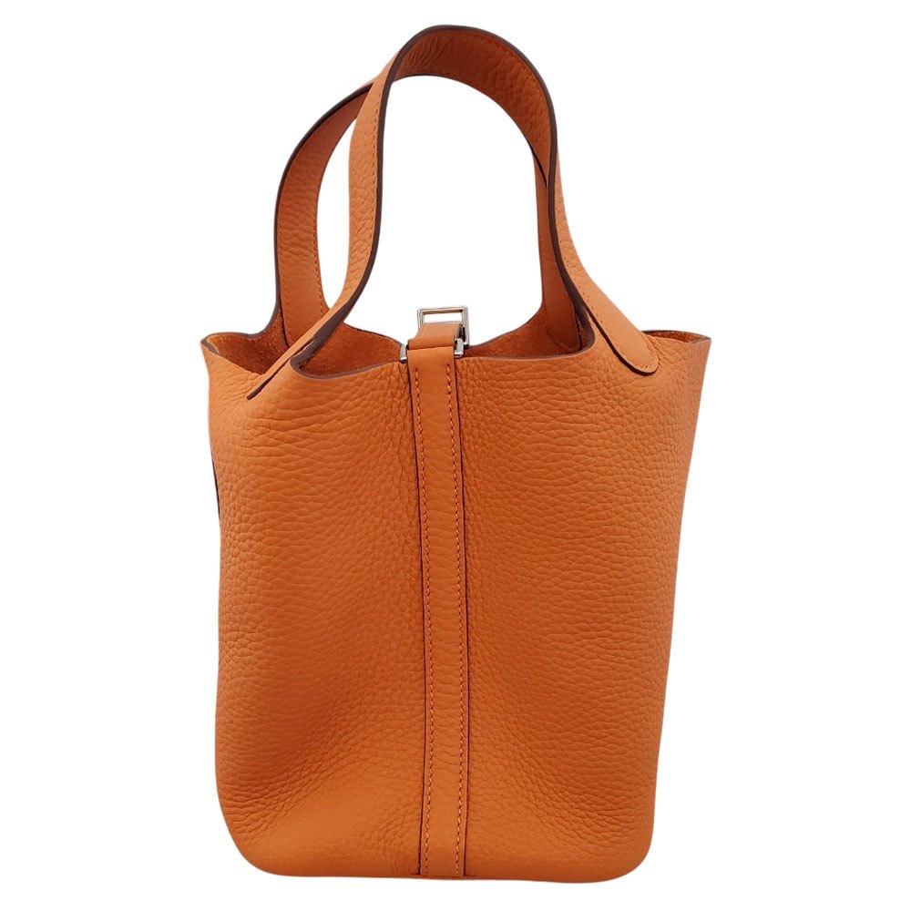 エルメス HERMES ピコタンロックPM トリヨン オレンジ SV金具 W刻印
