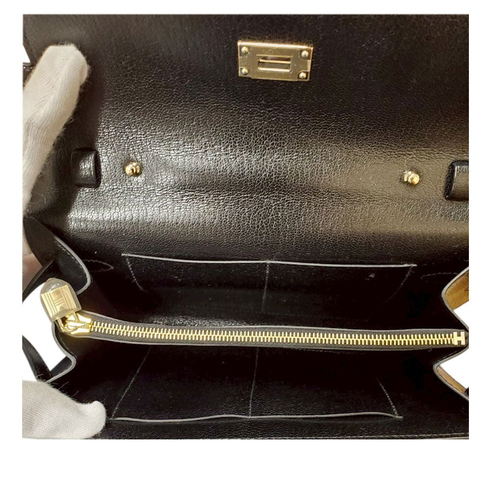 エルメス HERMES ケリートゥーゴー シェーヴル・シャムキラ ノワール K刻印 エレクトラム金具