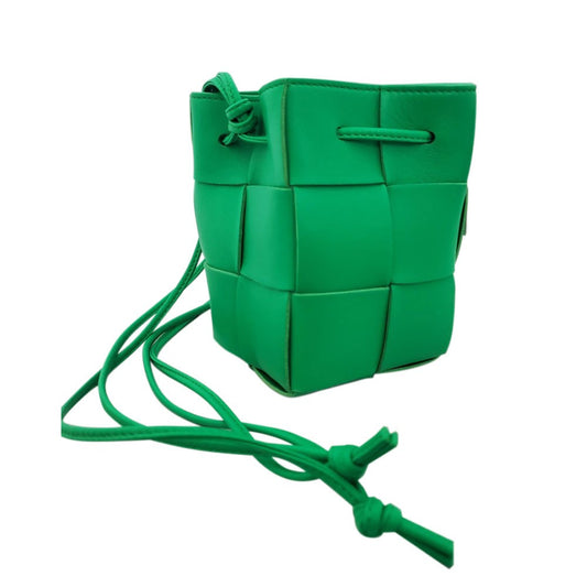 BOTTEGA VENETA Cassette Mini Crossbody Bag in Green Lambskin
