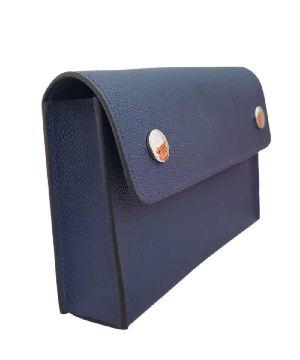 エルメス HERMES ブルーネイビー エプソン ショルダーバッグ SV金具