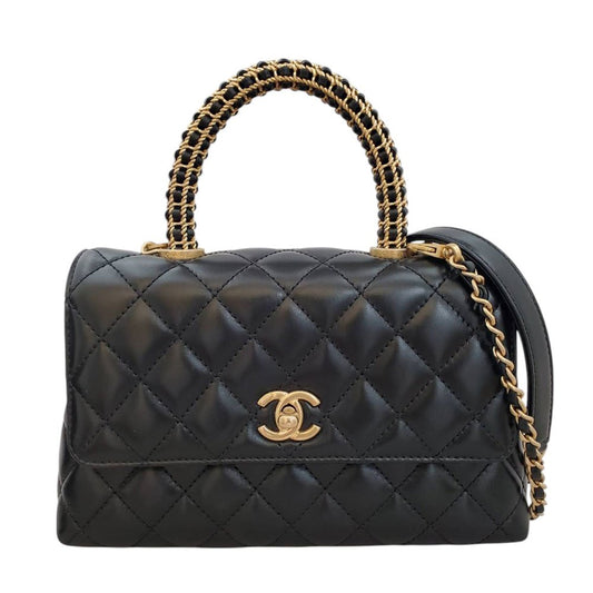 CHANEL Calfskin Coco Handle 24XS Black