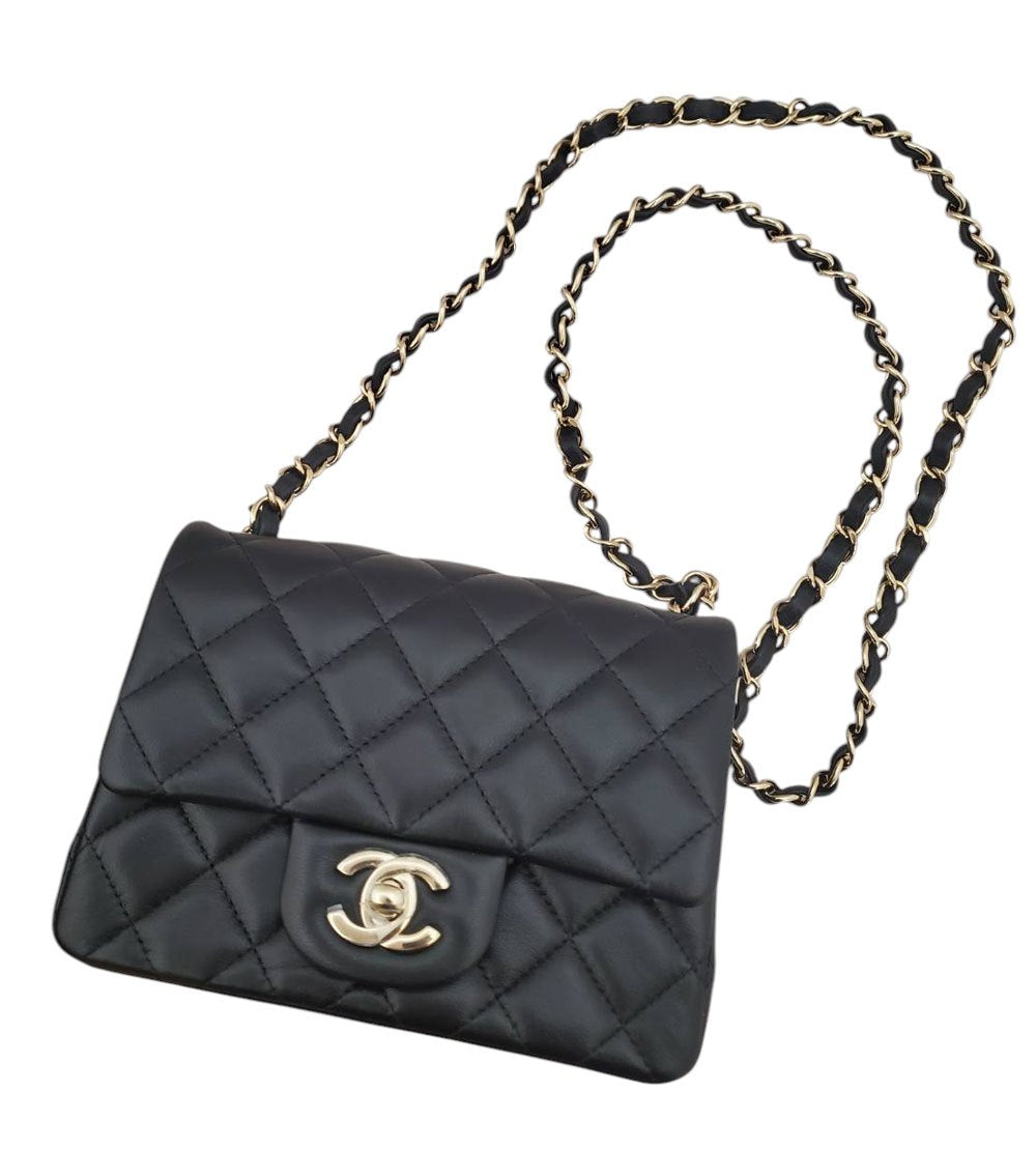 シャネル CHANEL ミニマトラッセ シングルフラップ チェーンショルダー ラムスキン シャンパンゴールド金具 ICタグ