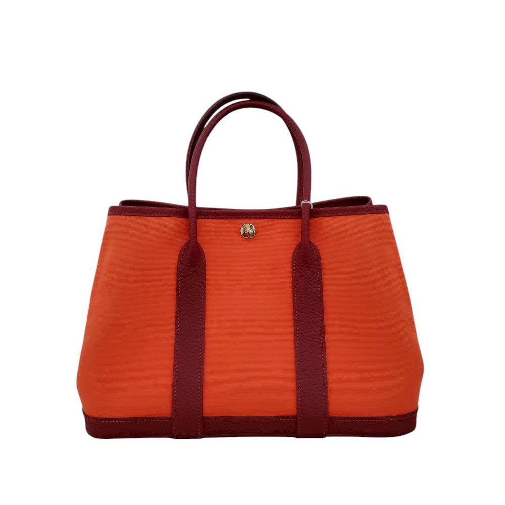 エルメス HERMES ガーデンパーティTPM トワルオフィシエ オレンジポピー/ルージュセリエ X刻印 SV金具