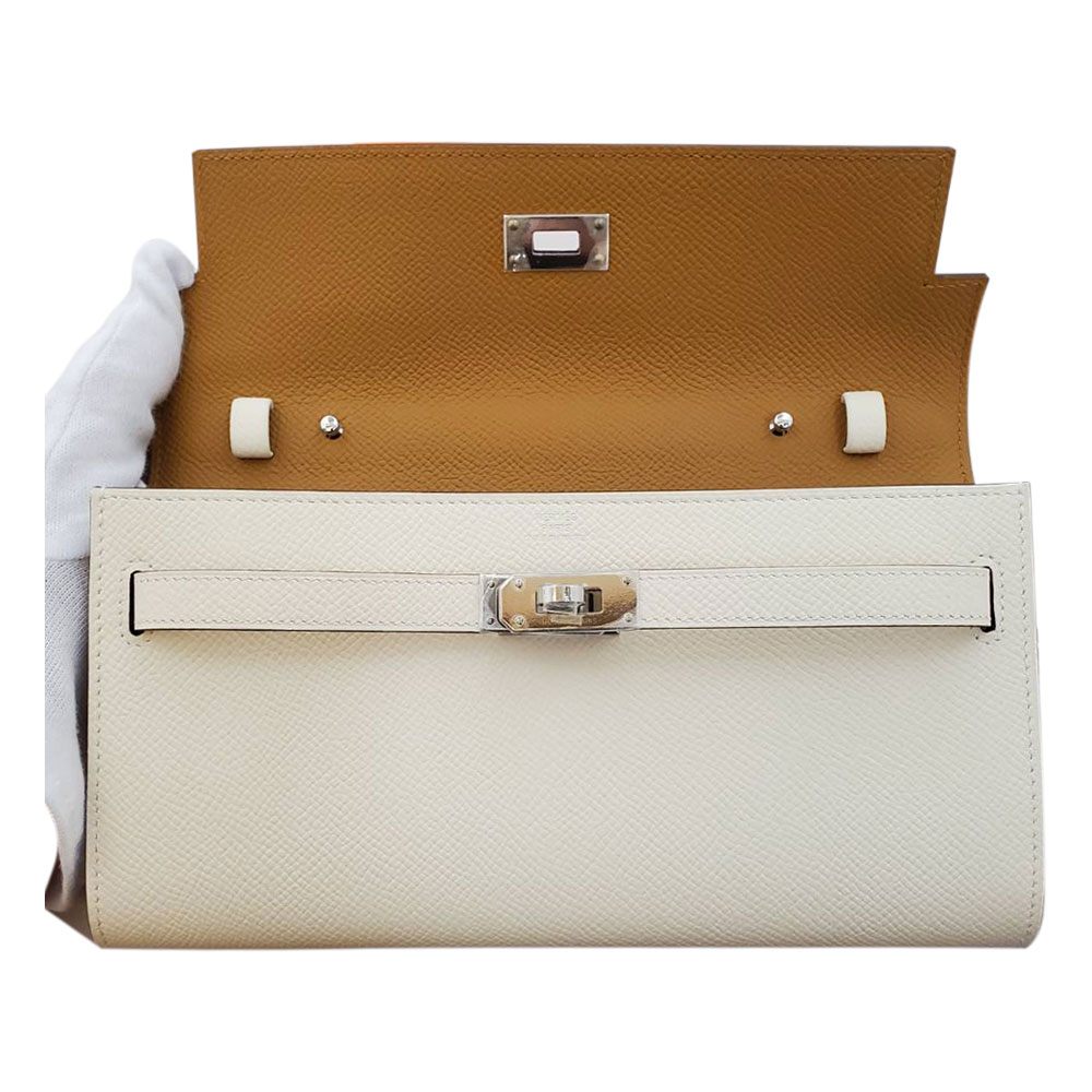 Hermes Kelly Wallet To Go Verso Epson Nata/Sesame B Engraved SV Hardware