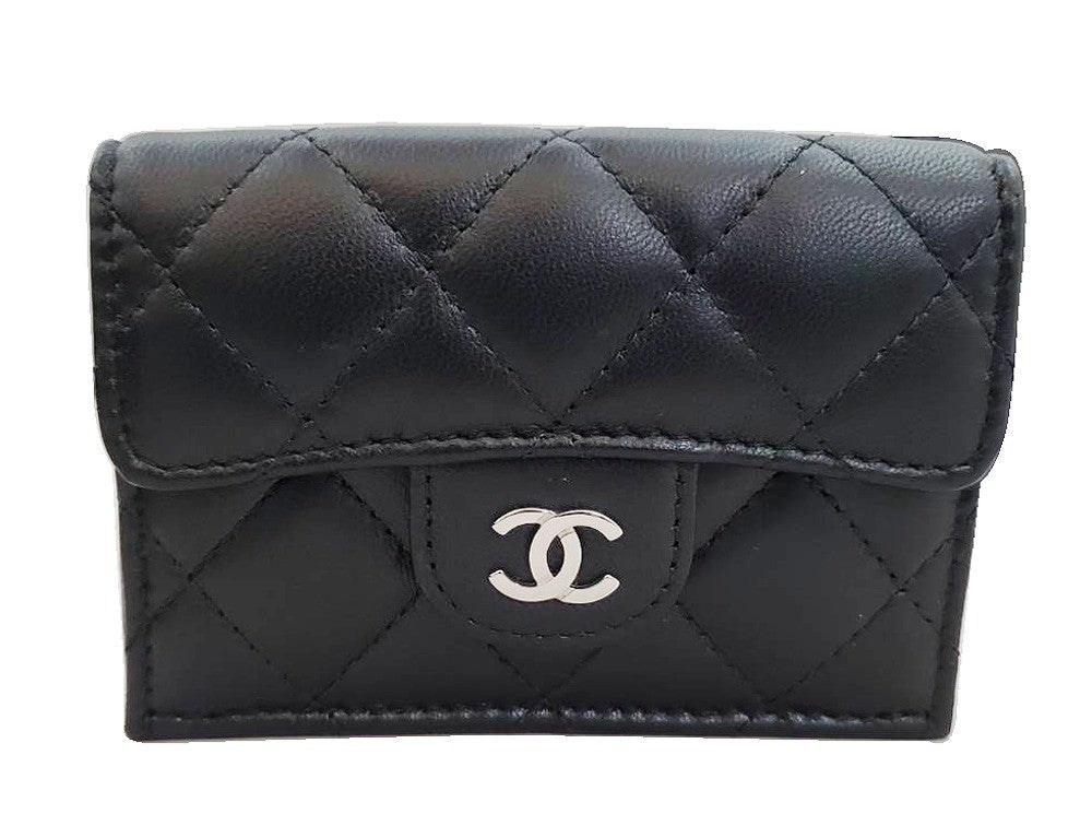 シャネル CHANEL ラムスキン クラシック スモール フラップ ウォレット AP0230 ブラック