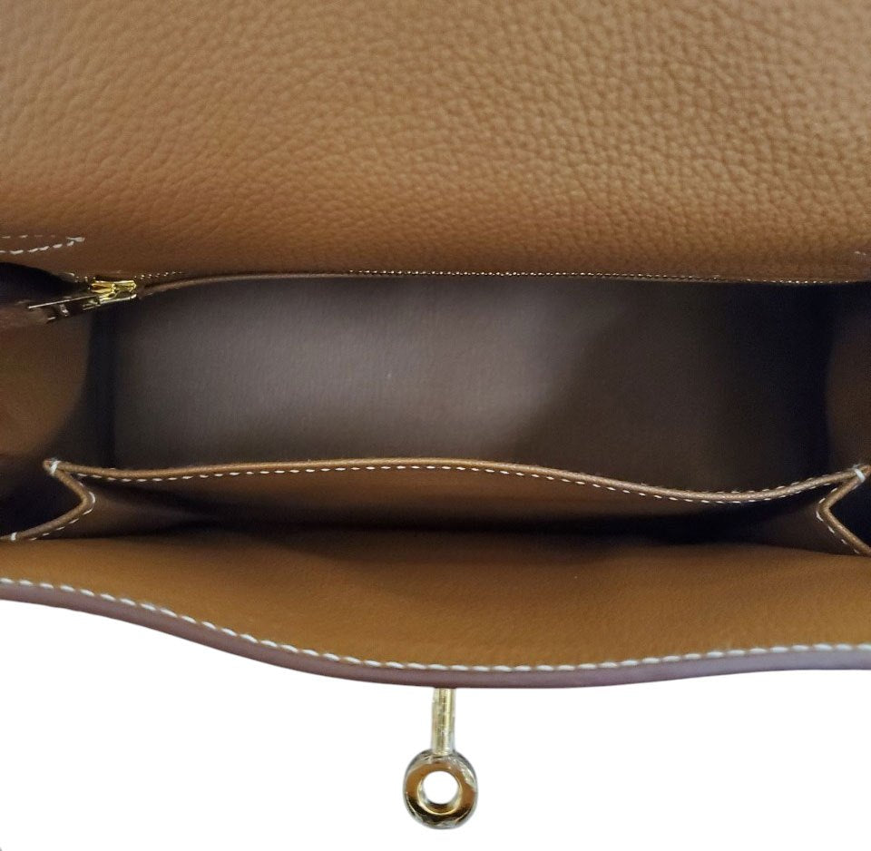 Hermes Kelly 25 Togo Gold W Engraved G Hardware