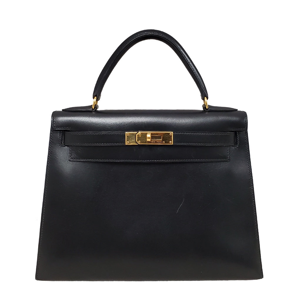 エルメス HERMES ケリー28 ノワール ボックスカーフ 外縫い 〇Z刻 G