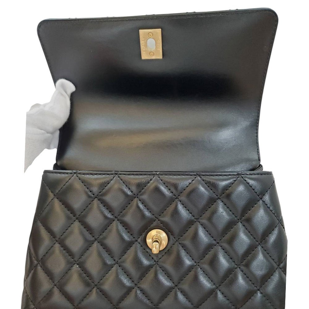 シャネル CHANEL カーフスキン ココハンドル 24XS ブラック