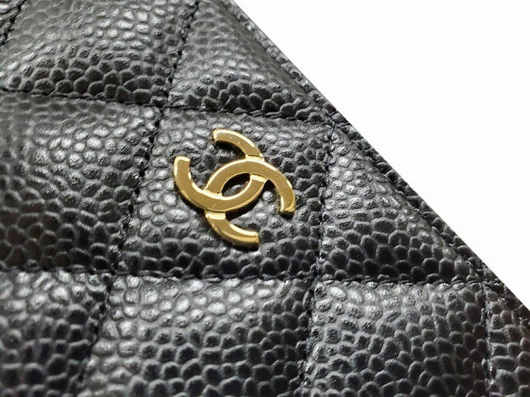 シャネル CHANEL AS3257 ブラック キャビアスキン クラシックコインパース