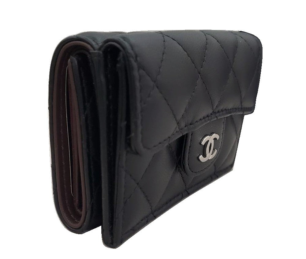 シャネル CHANEL ラムスキン クラシック スモール フラップ ウォレット AP0230 ブラック