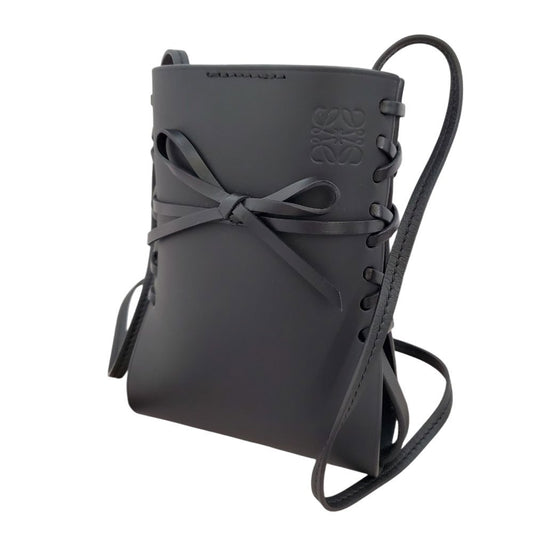 LOEWE Calfskin Ikebana Shoulder Bag C858I02X02 Black