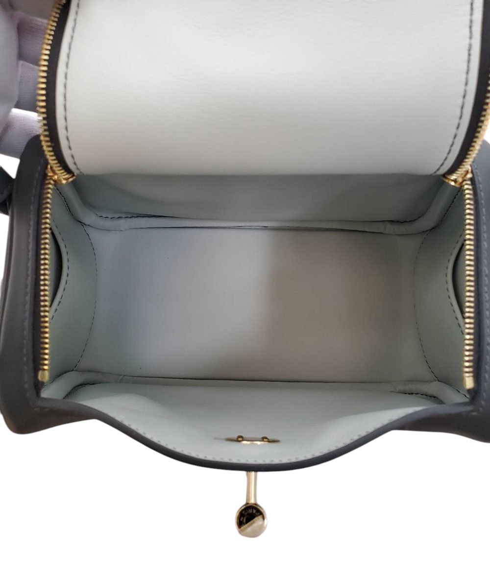Hermes Lindy Mini II Eclat Swift Ardoise/Gris Platinum W Engraved G Hardware