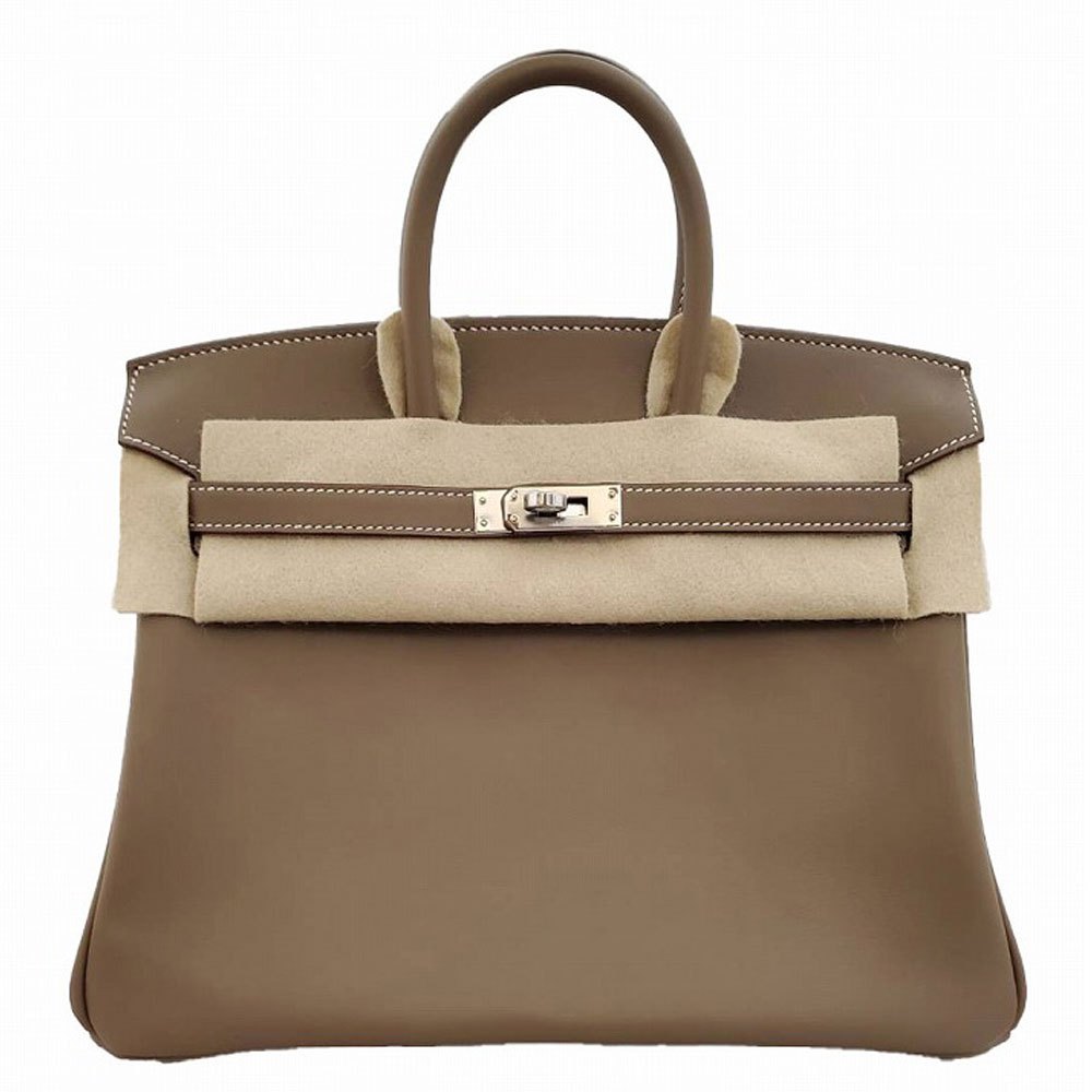 Hermes Birkin 25 Swift Etoupe B stamp SV hardware