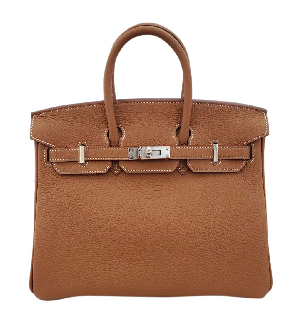 Hermes Birkin 25 Gold Togo W Engraved Silver Hardware