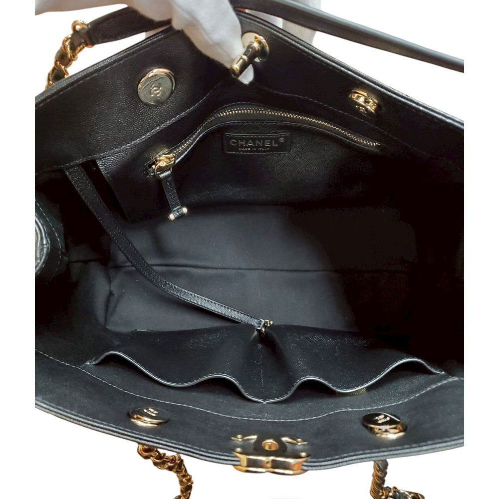 シャネル CHANEL AS3953 ブラック キャビアスキン チェーントートショルダーバッグ