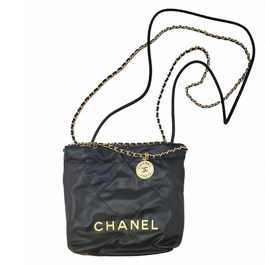 CHANEL Shiny Calfskin CHANEL22 Mini Handbag Black/Gold AS3980