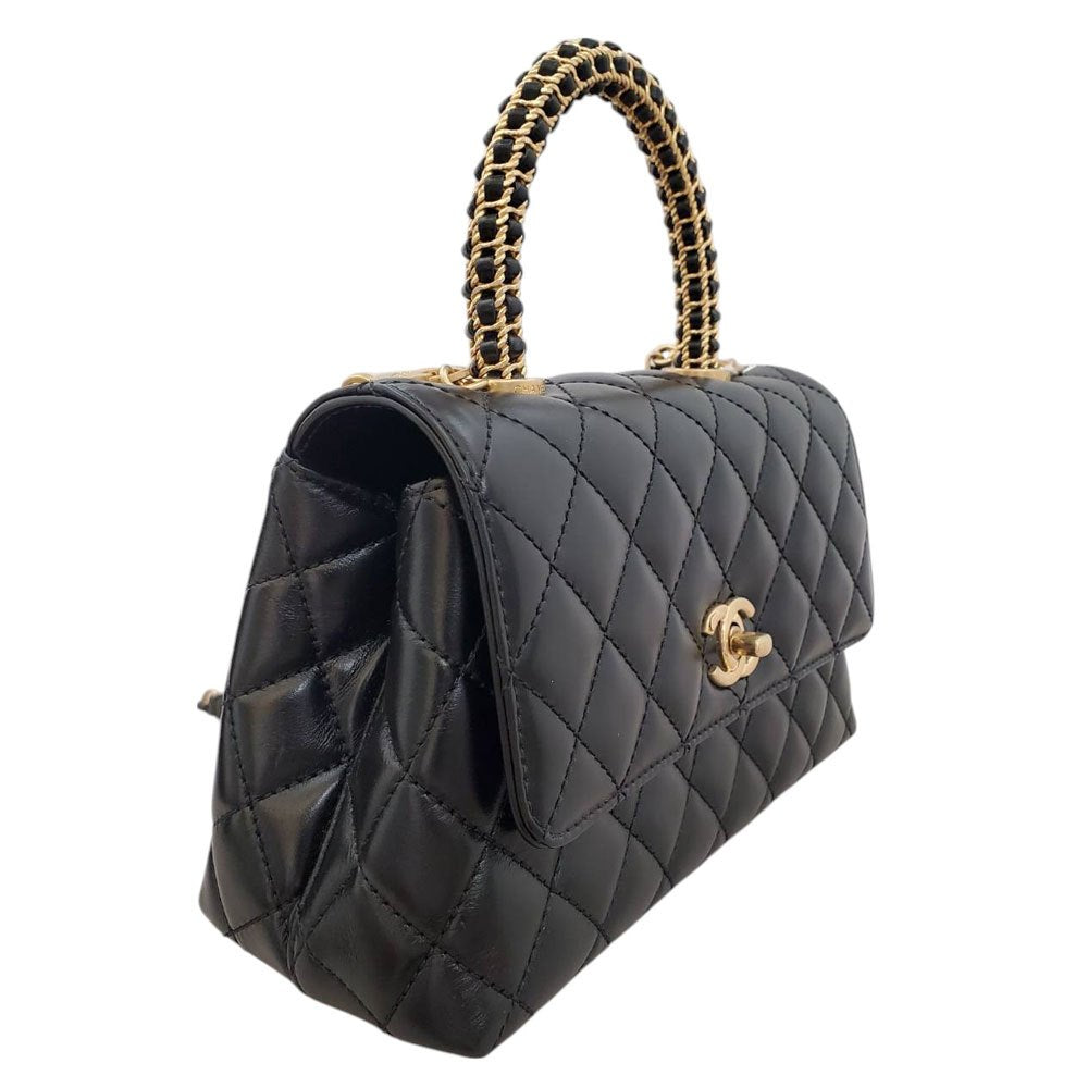 シャネル CHANEL カーフスキン ココハンドル 24XS ブラック