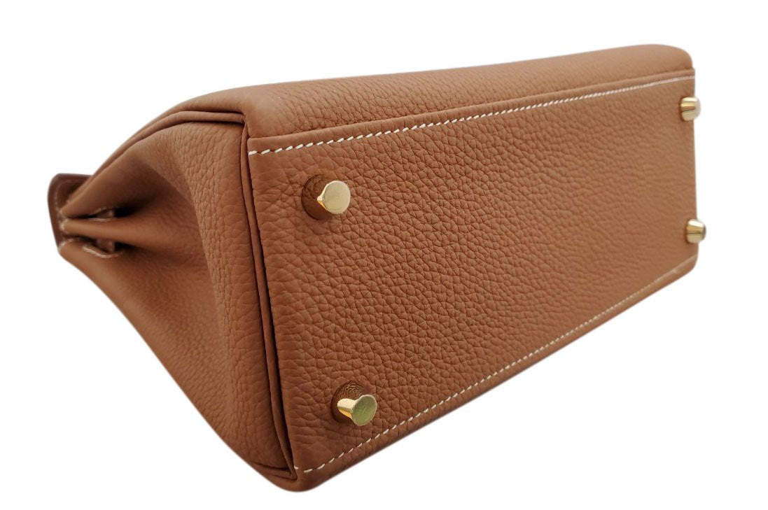 Hermes Kelly 25 Togo Gold W Engraved G Hardware