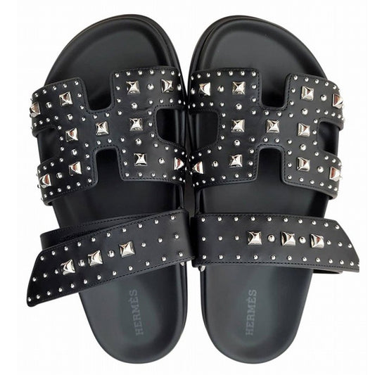HERMES Sandals Chypre Calfskin/Studs