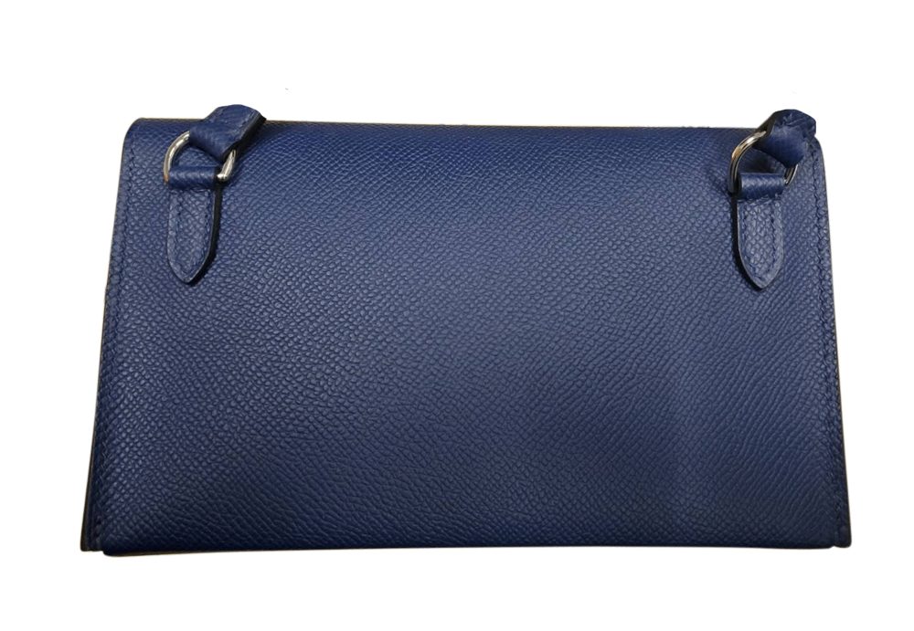 エルメス HERMES ブルーネイビー エプソン ショルダーバッグ SV金具