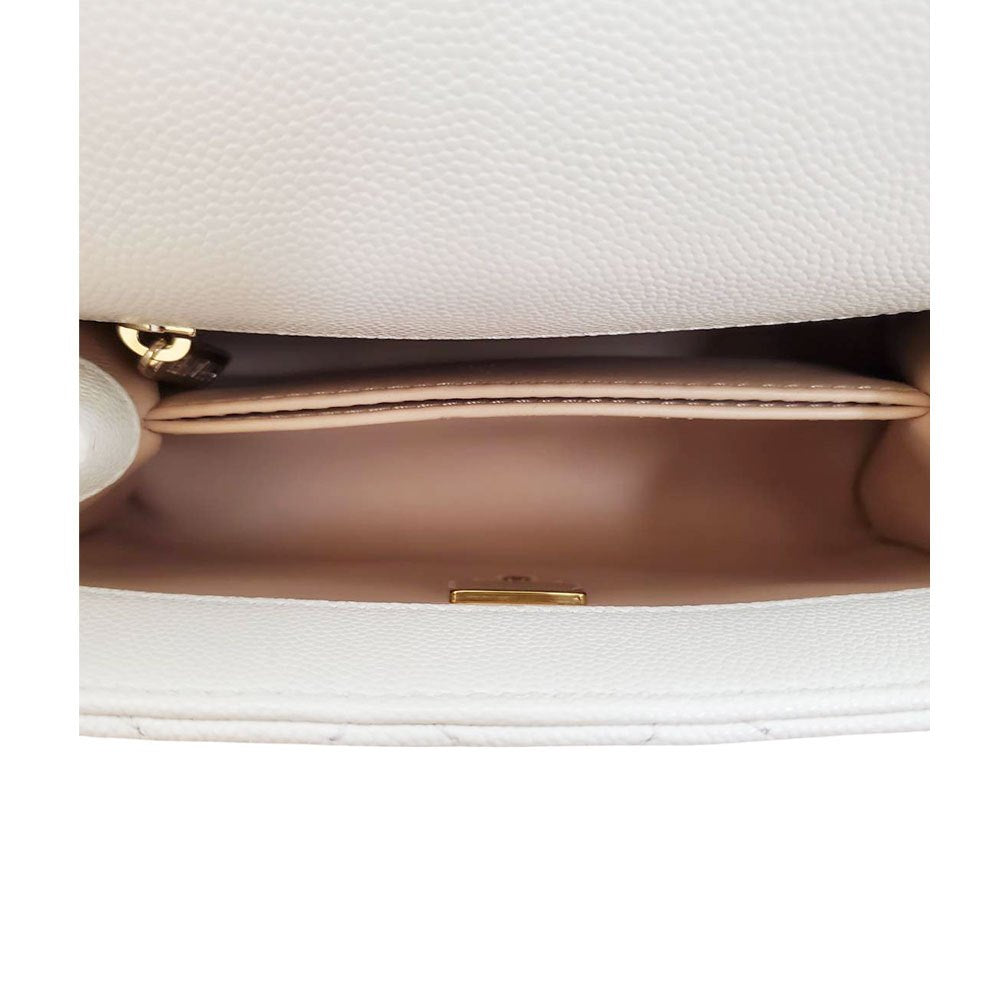 シャネル CHANEL キャビアスキン ココハンドルXXS 2WAYショルダーバッグ AS2215 ホワイト