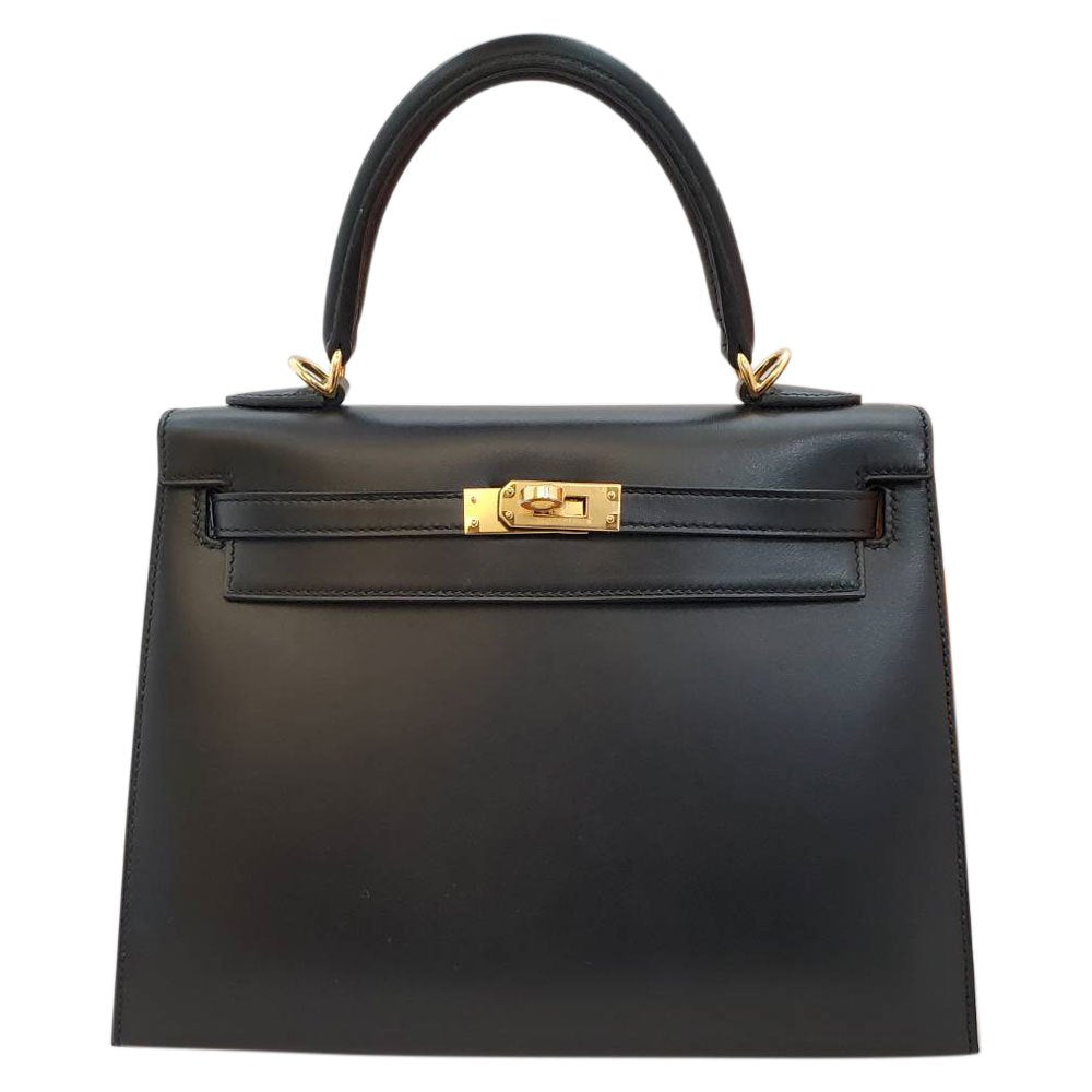 Hermes Kelly 25, outer stitching, Tadelakt, Noir, Y stamp, G hardware