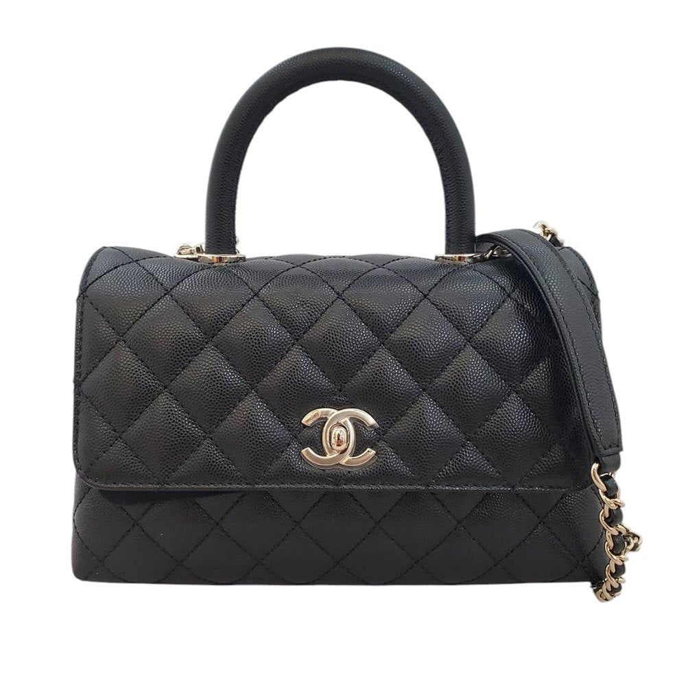 シャネル  CHANEL  キャビアスキン  ココハンドルXS  チェーンショルダー  A92990