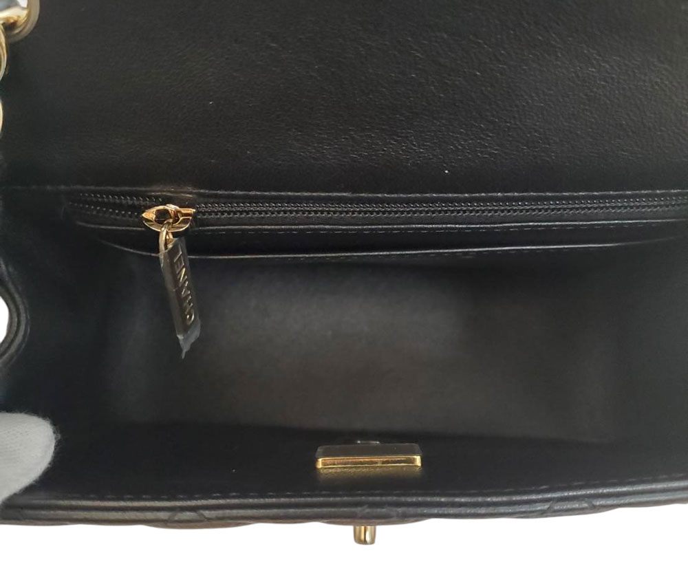 シャネル CHANEL ミニマトラッセ シングルフラップ チェーンショルダー ラムスキン シャンパンゴールド金具 ICタグ