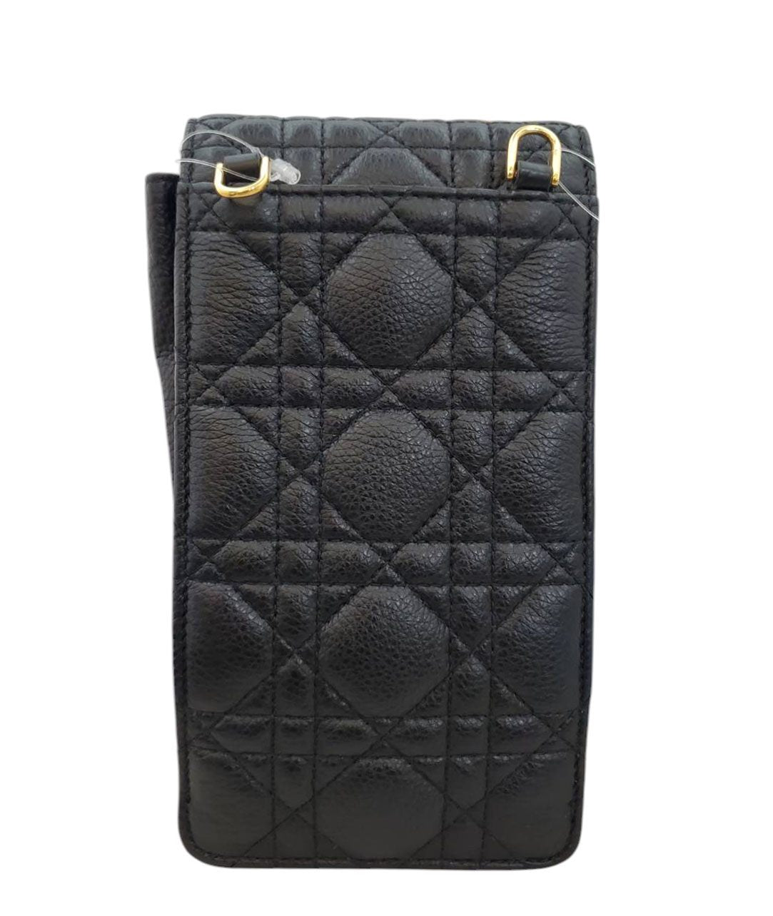 Dior Caro Phone Folder in Black Lambskin