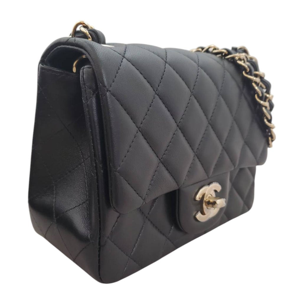 シャネル CHANEL ミニマトラッセ シングルフラップ チェーンショルダー ラムスキン シャンパンゴールド金具 ICタグ