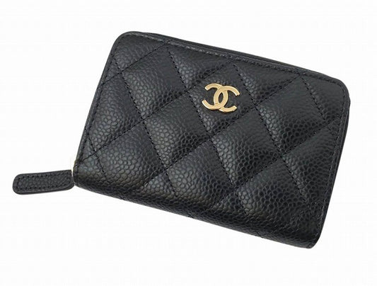 CHANEL AS3257 Black Caviar Skin Classic Coin Purse