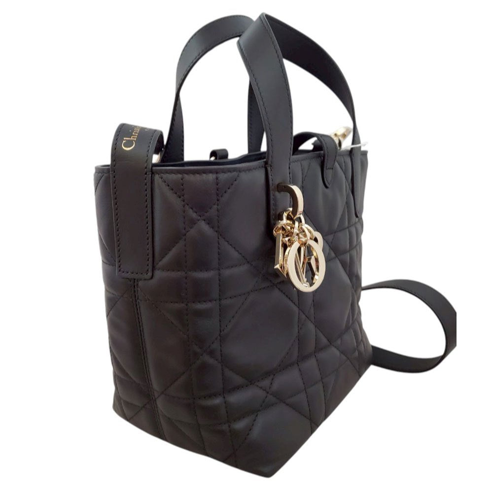 クリスチャン ディオール Christian Dior カーフスキン トゥジュール バーティカルトートバッグ スモール ブラック