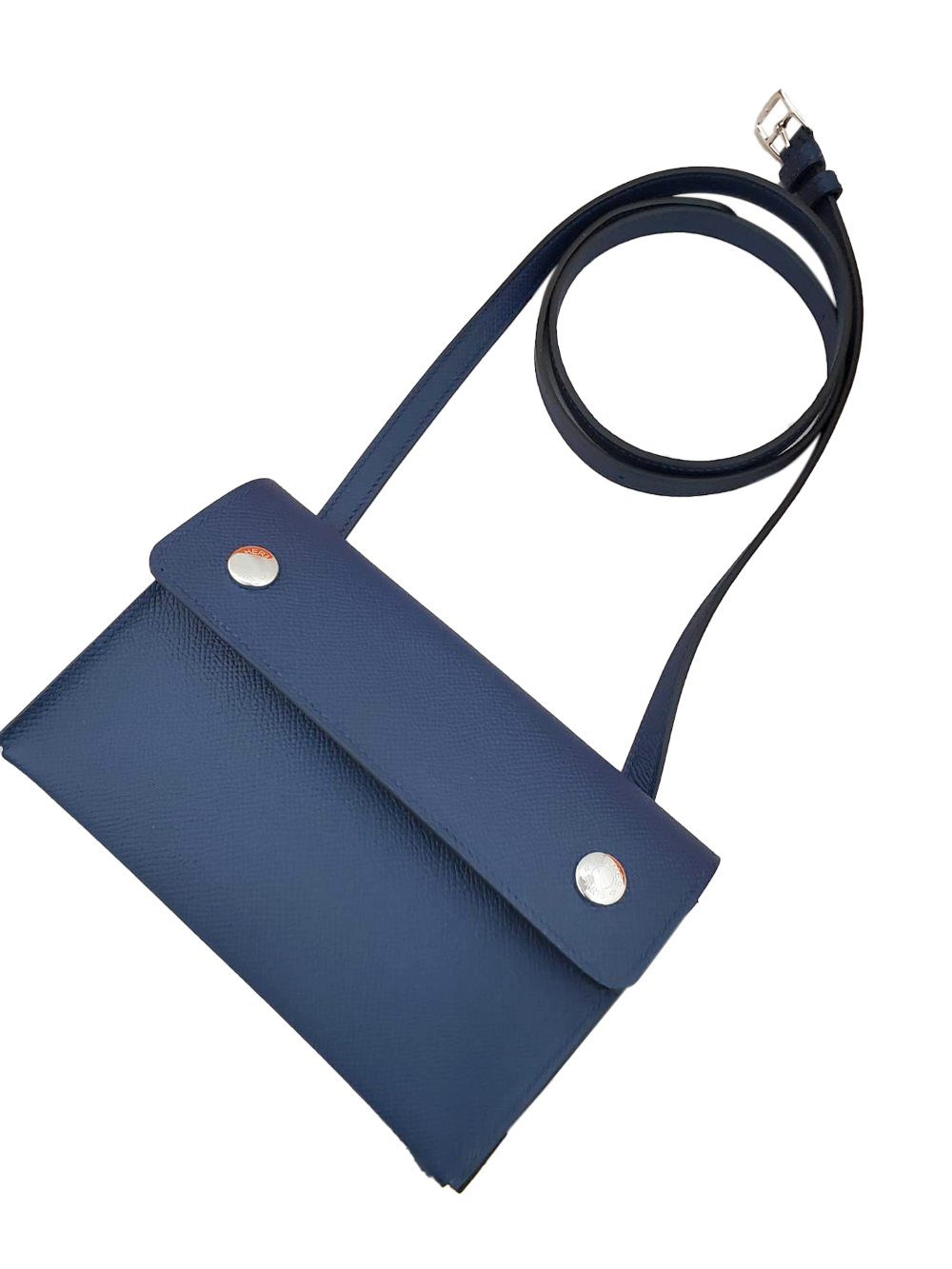 エルメス HERMES ブルーネイビー エプソン ショルダーバッグ SV金具