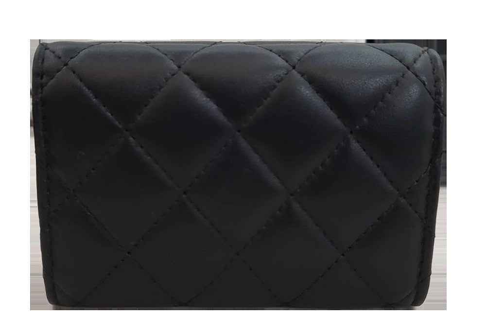 シャネル CHANEL ラムスキン クラシック スモール フラップ ウォレット AP0230 ブラック