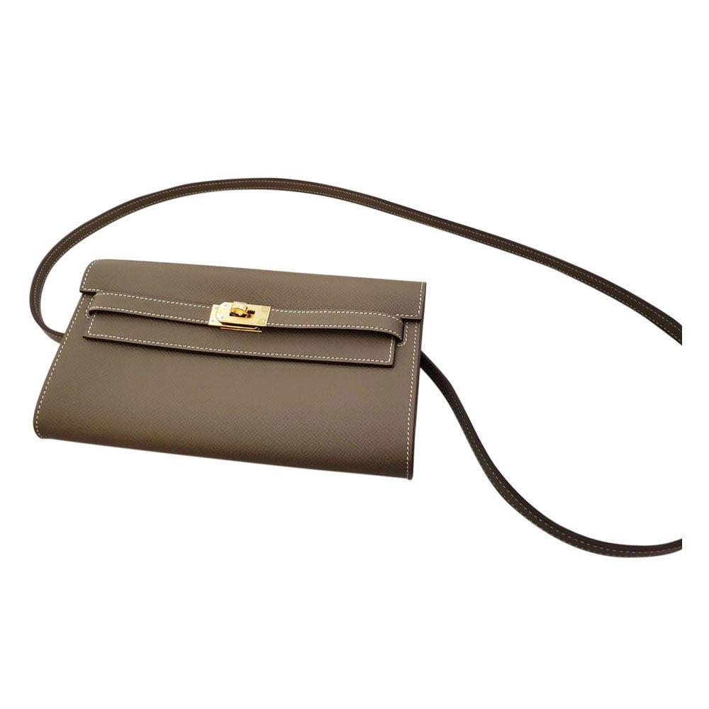 エルメス HERMES ケリートゥゴー ショルダーウォレット エプソン エトゥープ B刻印 G金具