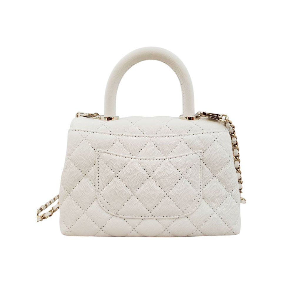 シャネル CHANEL キャビアスキン ココハンドルXXS 2WAYショルダーバッグ AS2215 ホワイト