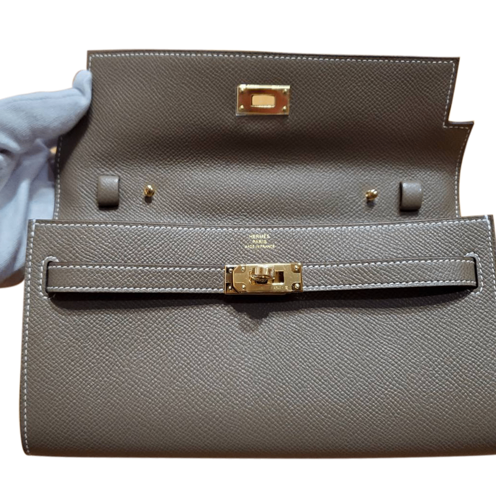 エルメス HERMES ケリートゥゴー ショルダーウォレット エプソン エトゥープ B刻印 G金具