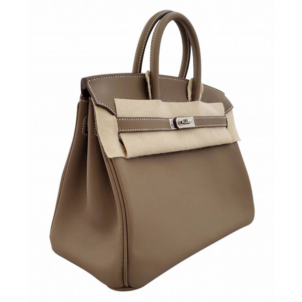 Hermes Birkin 25 Swift Etoupe B stamp SV hardware