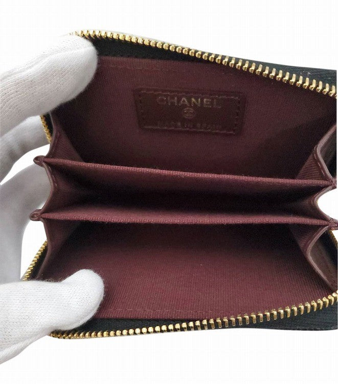 シャネル CHANEL AS3257 ブラック キャビアスキン クラシックコインパース