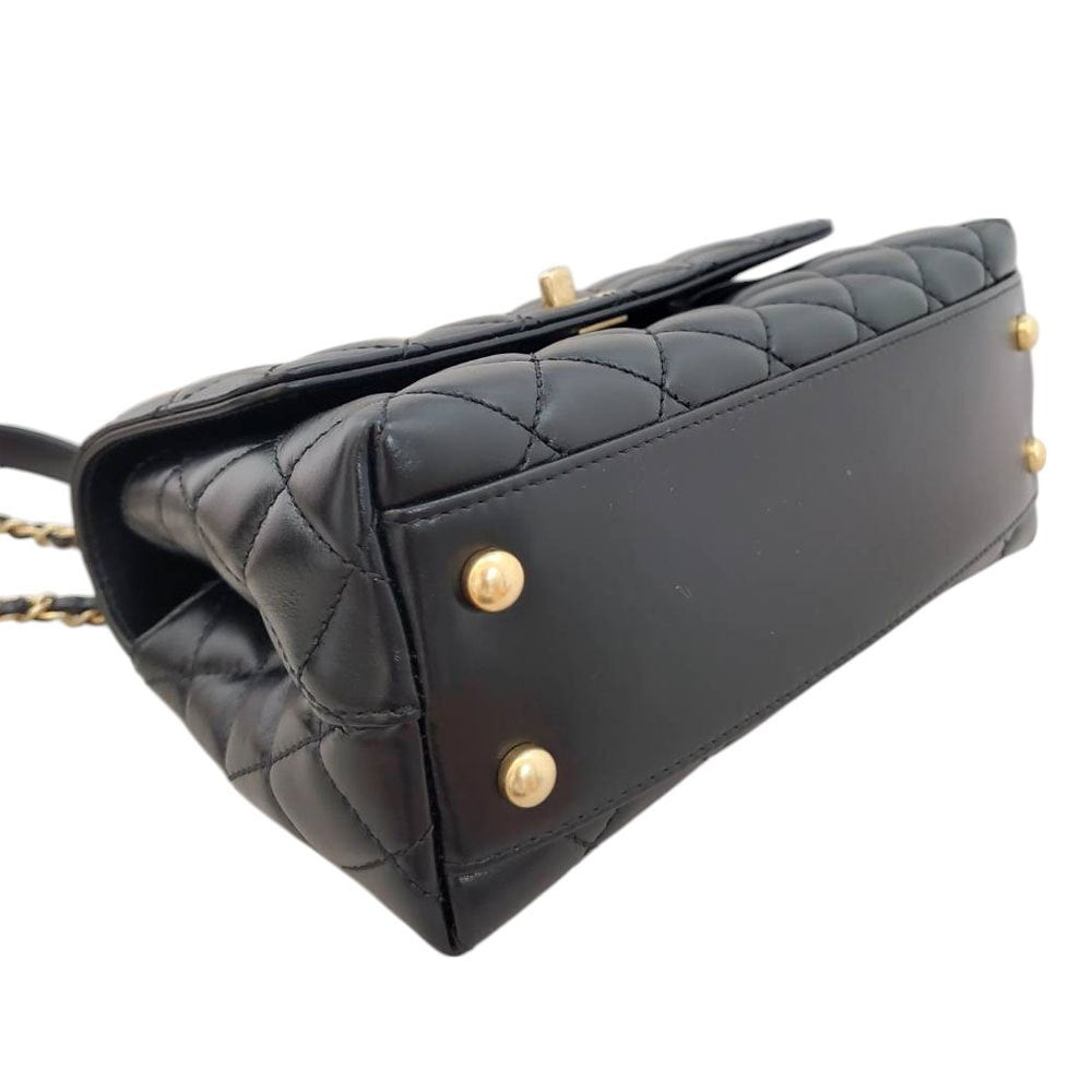 シャネル CHANEL カーフスキン ココハンドル 24XS ブラック