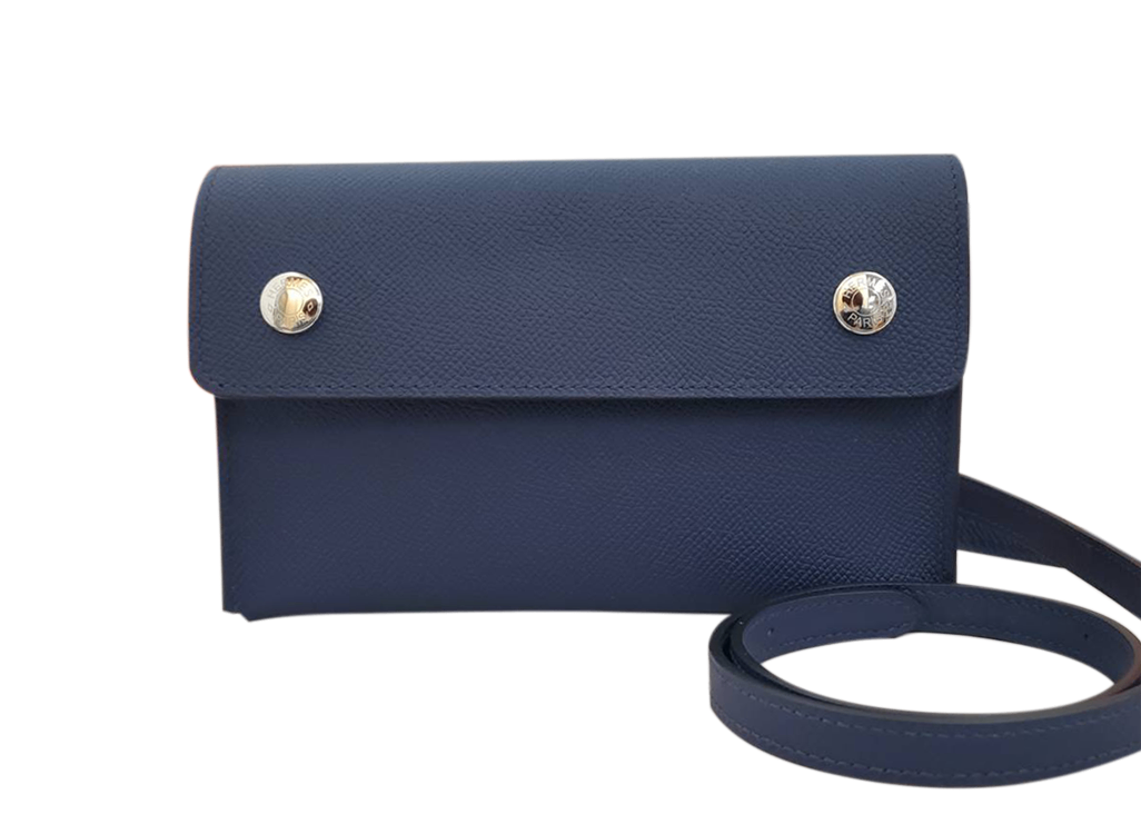 エルメス HERMES ブルーネイビー エプソン ショルダーバッグ SV金具