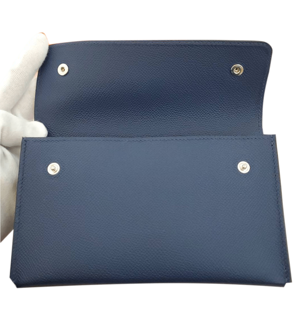エルメス HERMES ブルーネイビー エプソン ショルダーバッグ SV金具