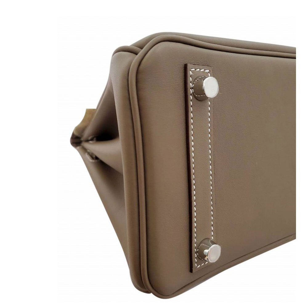 Hermes Birkin 25 Swift Etoupe B stamp SV hardware