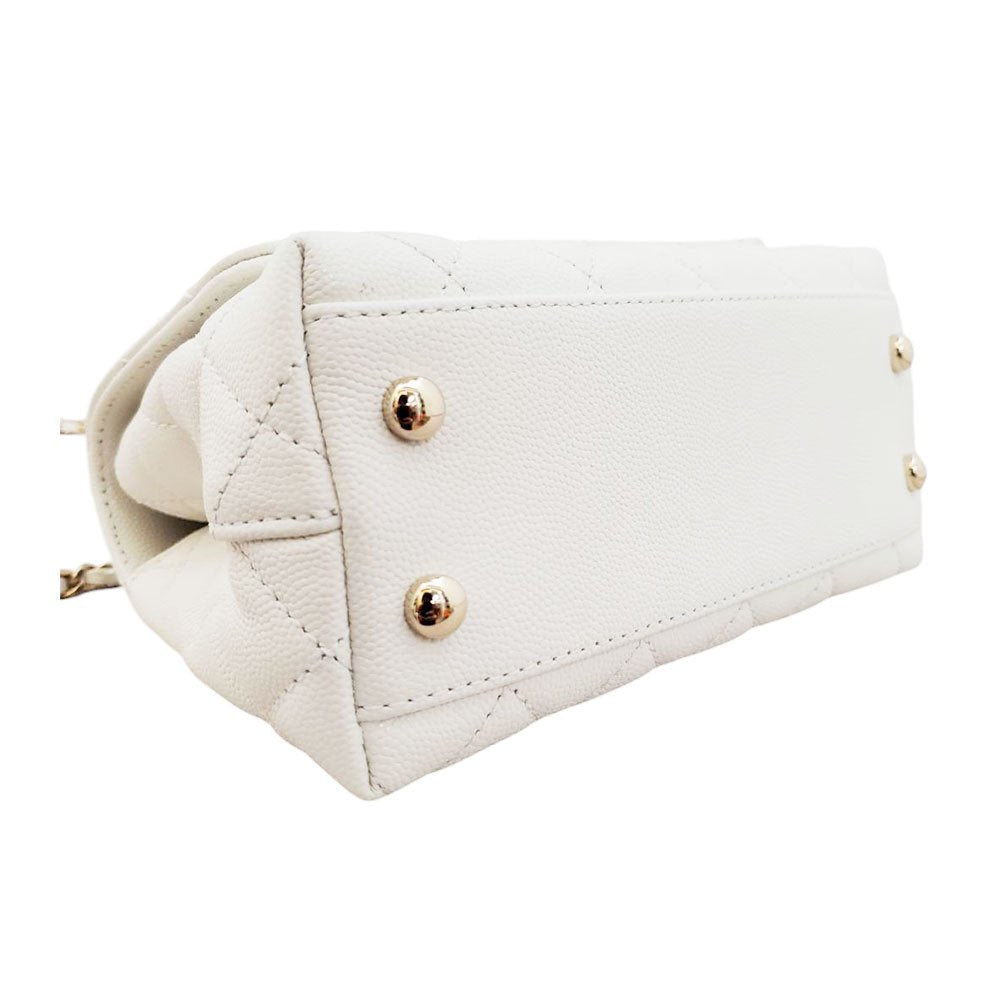 シャネル CHANEL キャビアスキン ココハンドルXXS 2WAYショルダーバッグ AS2215 ホワイト