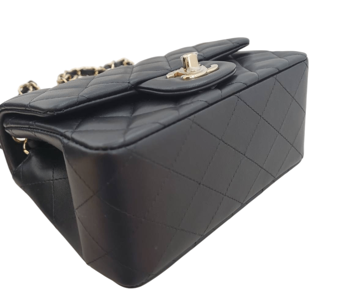 シャネル CHANEL ミニマトラッセ シングルフラップ チェーンショルダー ラムスキン シャンパンゴールド金具 ICタグ