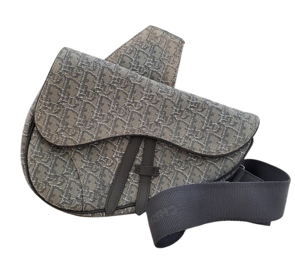 ディオール Dior キャンバス トロッター サドルバッグ グレー/シルバー