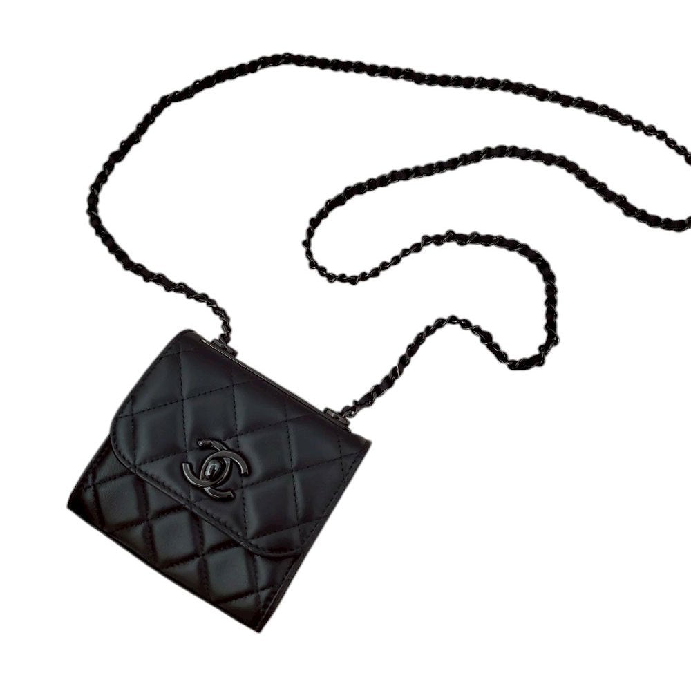 シャネル CHANEL A81633 ソーブラック ラムスキン トレンディCC ミニマトラッセ チェーンショルダー