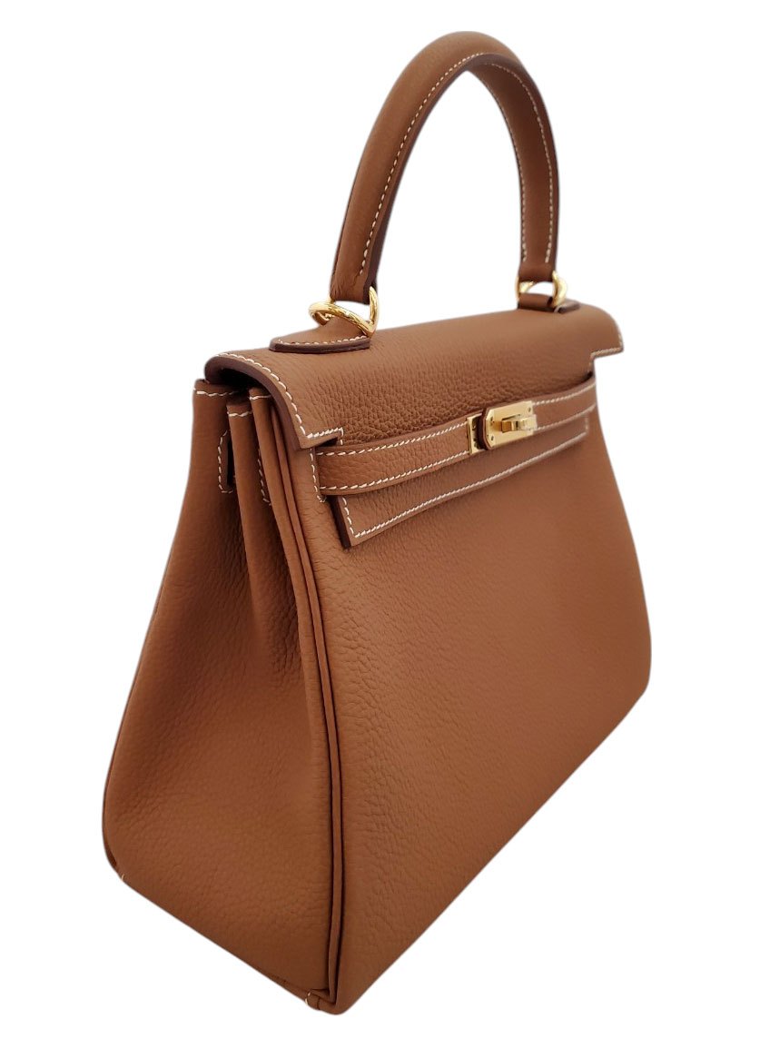Hermes Kelly 25 Togo Gold W Engraved G Hardware
